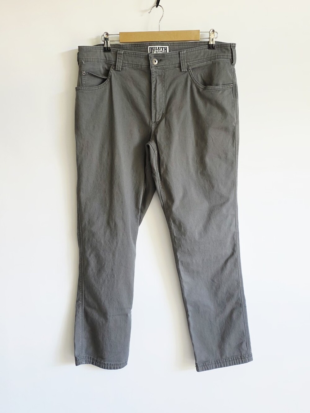 Duluth Flex Fire Hose Slim Fit Gray Men's Denim Pant Size 38X32